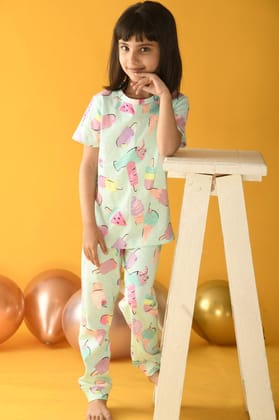 ICECREAM SHORT SLEEVES PYJAMA SET - AQUA-0-6 MONTHS / 2N / Aqua