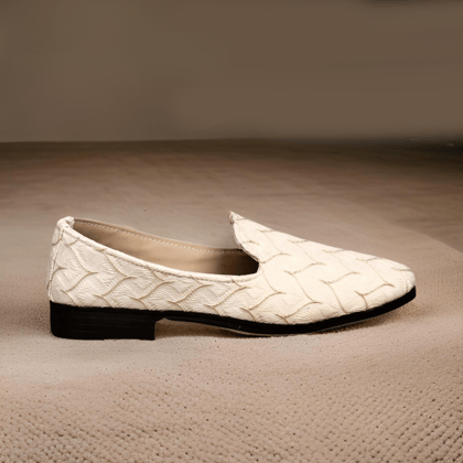 White Embroidery Loafers for Mens-White / 6