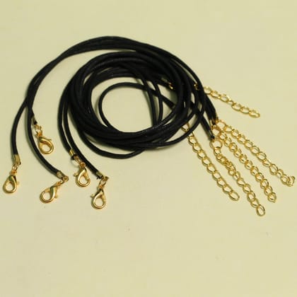 20 Pcs Cotton Necklace Cord Dori With Clasp and Extension Chain Golden-Black / 17 Inches