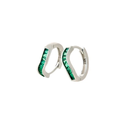 Green Wave Hoops | 925 Silver Earrings for Women-Free / Silver / Modern