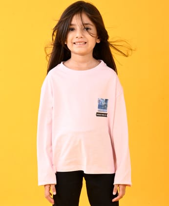 UPGRADE YOUR LIFE FUN LONG SLEEVES PINK T-SHIRT - PINK-6-12 MONTHS / 1N / PINK