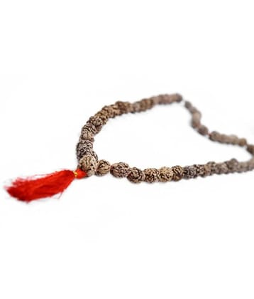 Lab Certified 5 Mukhi Rudraksha Mala for Men/Women Wearing (7mm, 108+1) - Natural Brown Rudraksh Beads - Brown