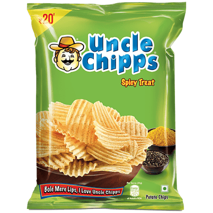 Uncle Chipps Potato Chips - Spicy Treat Flavour, Crispy Chips & Snacks, 50G(Savers Retail)