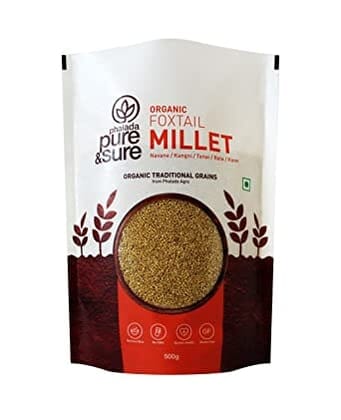 Pure & Sure Organic Foxtail Millets | Millets for Eating Organic Healthy Food | Certified Organic Millets  | Gluten-free, Non-GMO, No Trans Fats, No Preservatives | 500g
