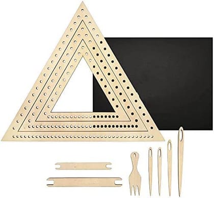 Whittlewud Pack of 3 Wool Queen Triangle Weaving Loom Kit 3 Sets with Weaving Needles and Tools Suit for Kids, Beginners and Weaving Lovers