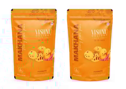 Vishnu Delight Roasted Fiery Peri-Peri Organic Makhana Jar, 60g (2 x 60g Packs) - Perfect Spicy Snack for Adventurous Foodies with a Love for Roasted Flavors