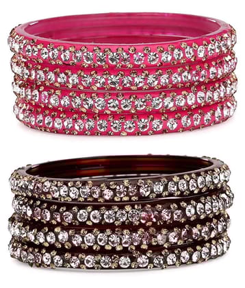 Somil Designer And Attractive Wedding Fancy Glass Bangle Set For Party, Marriage, Function And Daily Use - None
