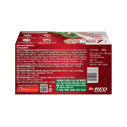 Dabur Red Toothpaste( Buy 3 Get 1 Free),(150 gm x 3 + 1), 600 gm Pack