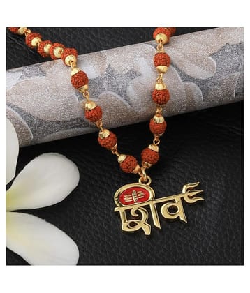 SILVER SHINE Attractive  Gold Plated Shiv Rudraksha Pendant Mala for Men and Women - Golden