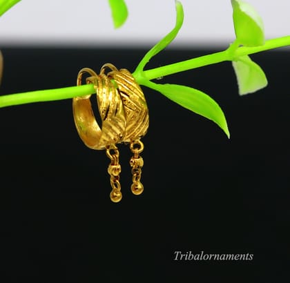 Vintage stylish handmade 18kt yellow gold hoops earring bali, amazing drops customized bridesmaid gifting girl's jewelry from indai ho38