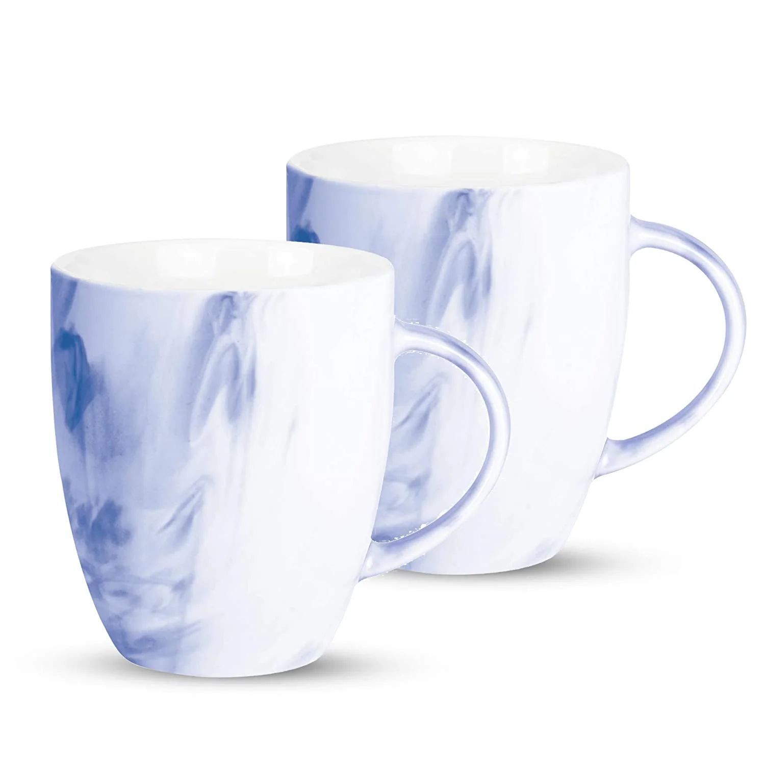 Treo Ceramic Marble Mug - Set of 2, 240ml Blue