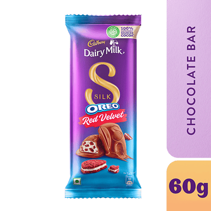 Cadbury Dairy Milk Silk Dairy Milk Silk Oreo Red Velvet, 60 G