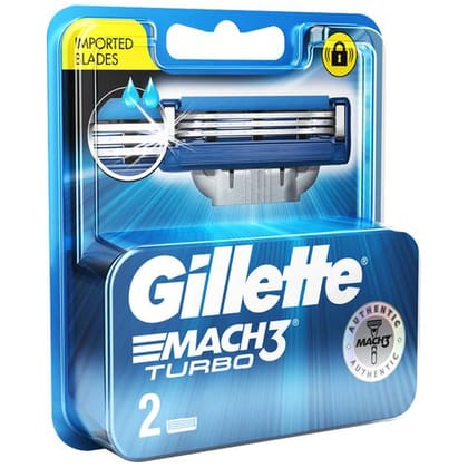 Gillette Mach3 Turbo  Manual Shaving Razor Blades Cartridge 2 Pcs