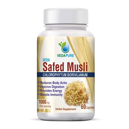 VEDAPURE NATURALS Safed Musli For Strength-60 Capsules