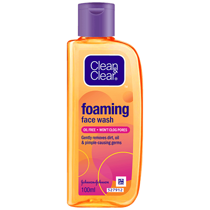 Clean & Clear Foaming Face Wash - Oil-Free, Wont Clog Pores, Removes Oil & 99.8% Pimple Causing Germs, 100 Ml(Savers Retail)