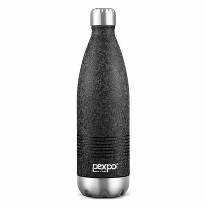 Pexpo Stainless Steel Hot and Cold Vacuum Insulated ISI Certified Flask, 1000ml, Black, Echo Delux | Lightweight & Keeps Drinks Hot/Cold for 24+ Hours