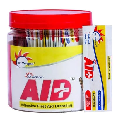 Dr Morepen Aid Adhesive First Aid Dressing (100 Bandages) With Free