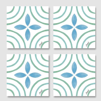 White Aqua Morocco Square Acrylic Coasters - Set of 4