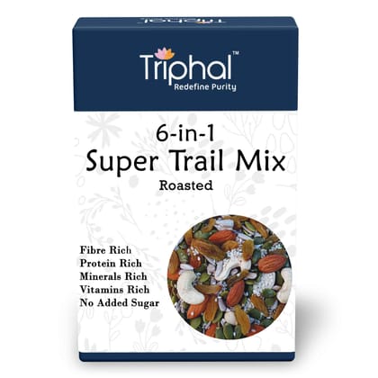6 in 1 Super Trail Mix - Roasted & Non Salted Seeds Mixture - Triphal