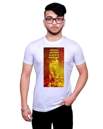 NITYANAND CREATIONS Round Neck White Holi T-Shirt for MEN-HOLI-T-SHIRT-11559-XL