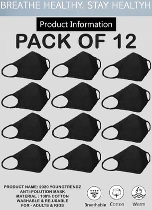Young Trendz Air-Shield Anti-pollution Mask (Pack of 12)