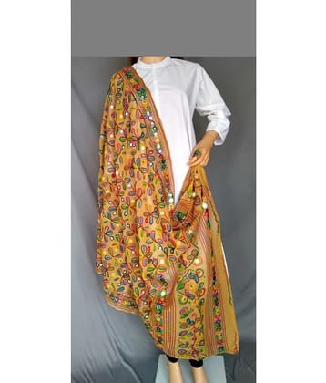 Apratim Beige Cotton Aari Embroidered Dupatta - Single