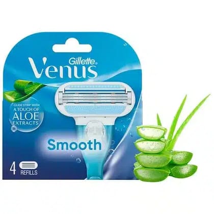 Gillette Venus Smooth Razor Blades - With Aloe Vera Extracts, For Women, 4 pcs