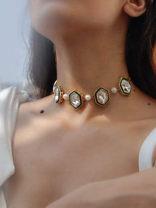 Olinia Polki Choker Necklace-Gold