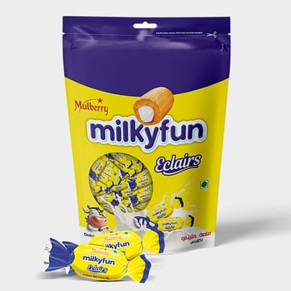 Mulberry Milky Fun Eclairs Chocolate Toffees, 128 gm Pouch