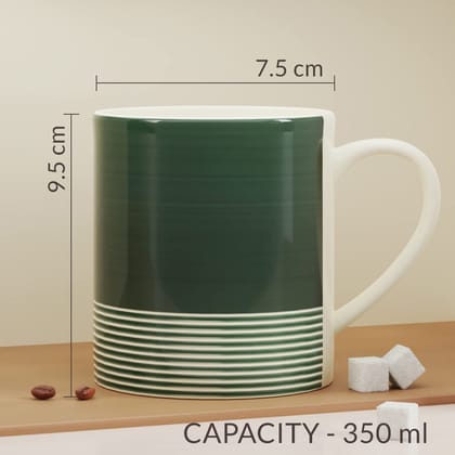 The Earth Store Green Ring Coffee Mug Set of 6 to Gift to Best Friends, Coffee Mugs,Microwave Safe Ceramic Mugs,(350 ml Each)