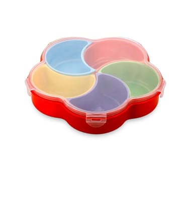 5 Compartment plastic storage container |Use for Picnic ,Serving Food ,Dry Fruits ,Pickle