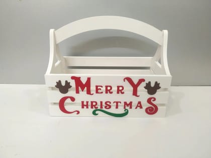 Rave Creations PVC Christmas Decorative Gifting Rectangular Empty Basket Gift Hamper Basket with handle for X-mas festival