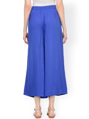 Women Blue Solid Flared Palazzos