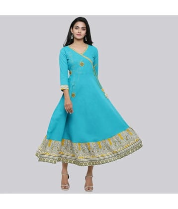 Yash Gallery - Blue Cotton Womens Angrakha Kurti ( Pack of 1 ) - None