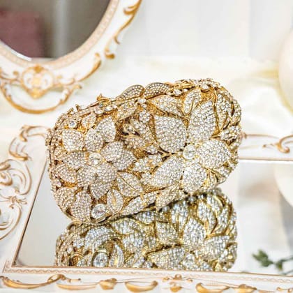Clematic Gold Crystal Clutch Bag
