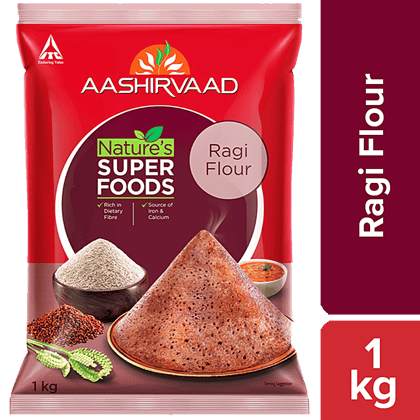 Aashirvaad Nature's Super Foods - Ragi Flour/Ragi Hittu, 1 Kg Pouch(Savers Retail)