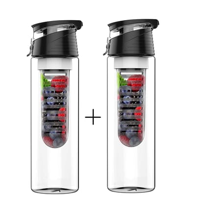 Yacht Tritan Infuser Water Bottle for Detox, Diffuser, Transparent, 800ml - Pack of 2
