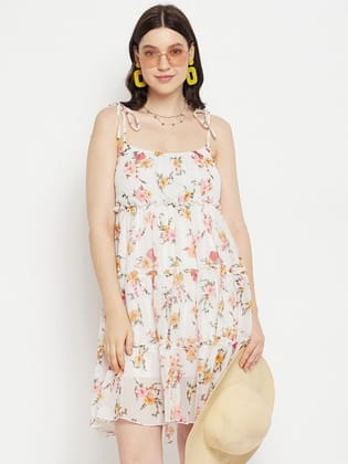 Floral Printed Georgette Fit & Flare Dress