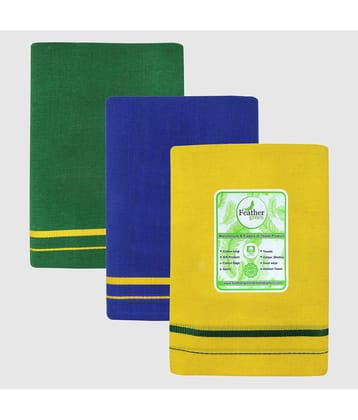 Feather Green - Multicolor Cotton Mens Lungi ( Pack of 3 ) - None