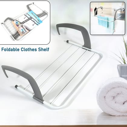 0333 Metal Steel Folding Drying Rack for Clothes Balcony Laundry Hanger for Small Clothes Drying Hanger Metal Clothes Drying Stand, Socks and Plant Storage Holder Outdoor / Indoor Clothes-Towel D