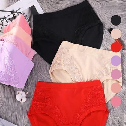 Plus Size High Waist Leak Proof Cotton Panties-XL / Cotton / Pack of 3