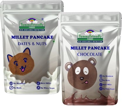 TummyFriendly Foods Millet Pancake Mix - Chocolate, Dates, Nuts, Healthy Breakfast, 150 gm Each Cocoa Powder (Pack of 2)