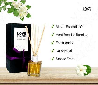 Love Earth Premium Reed Diffuser Mogra Aromatherapy, Anti-Stress