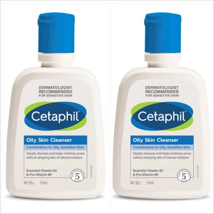Cetaphil Oily Skin Cleanser 125ml - Daily Face Wash for Clean and Clear Skin-pack of 2