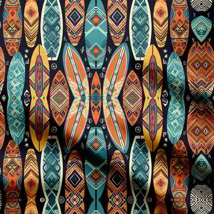 Ethnic Surfboard Print Fabric-Cotton