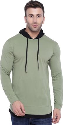 Gritstones Color Block Men Hooded Green, Black T-Shirt