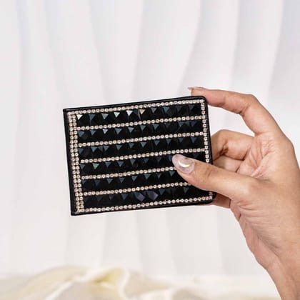 Diamante Crystal Card Holder-Black