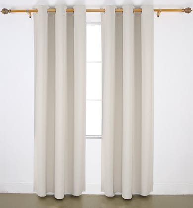 American-Elm Both Sided Light Beige imported Room Darkening Blackout Curtains-Two Panels-L.Window- 4.5 x 6 ft