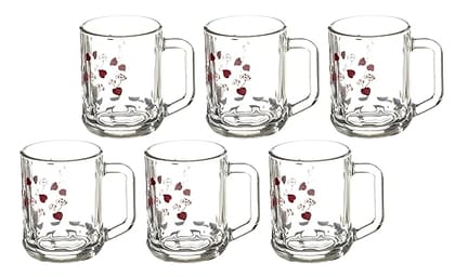SOOGO Printed Mug,Set of 6 pcs,290 ml Capacity,Transparent,for Juice,Home,Party,Hotel and restuarants, Castor Design