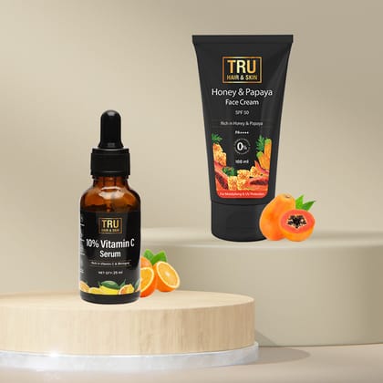 Vitamin C Serum-25ml+Honey Papaya Face Cream-50gm-Default